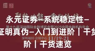 永元证券—系统稳定性—怎么证明真伪—入门到进阶｜干货速览